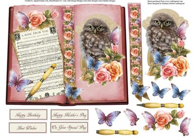 Rose and Owl Book Topper with Layers
