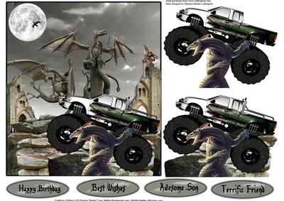 Dragon Slayers Truck Topper with Decoupage