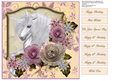 Unicorn and Paper Roses Quick Topper