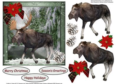 Country Christmas Moose Topper with Decoupage