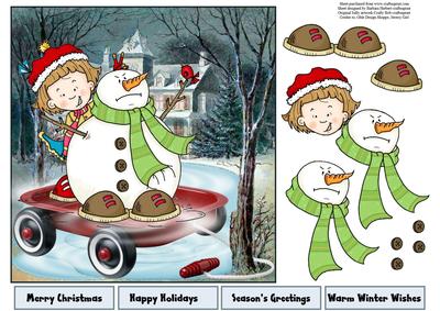 Borrowing the Snowman Topper and Decoupage