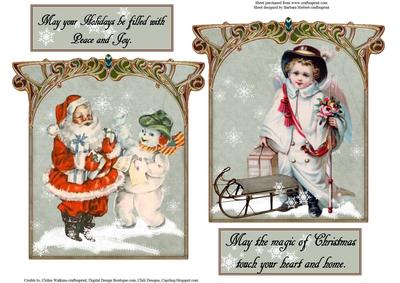 Two Vintage Christmas Tags