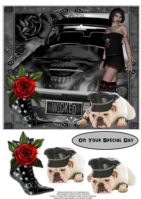 Red Rose T-bird Topper with Decoupage