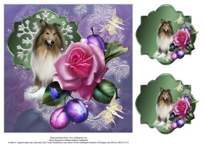 Sugar Plum Collie Topper & Gift Tags