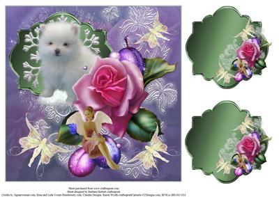 Sugar Plum Pom Puppy Topper with Gift Tags