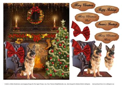 Christmas Morning German Shepard & Decoupage
