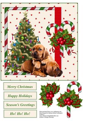 Puppies for Christmas Topper with Decoupage