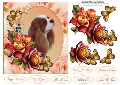 Cavalier King and Roses Topper with Decoupage