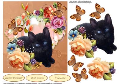 English Rose Kitty Topper with Decoupage