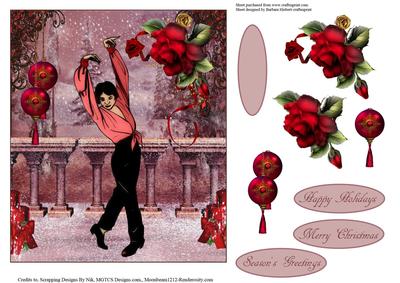 Flamenco Dance Topper with Rose Decoupage