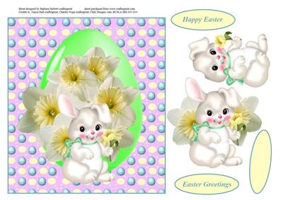 Delightful Flower Bunny Topper with Decoupage