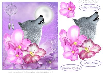 Tropical Wolf Dreams Topper with Decoupage