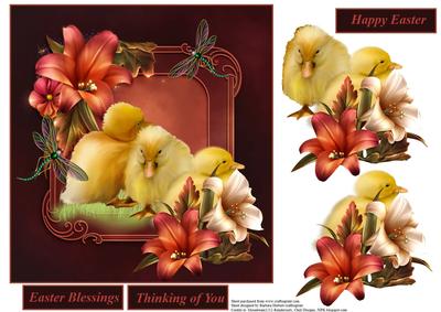 Baby Ducklings and Easter Lilies with Decoupage