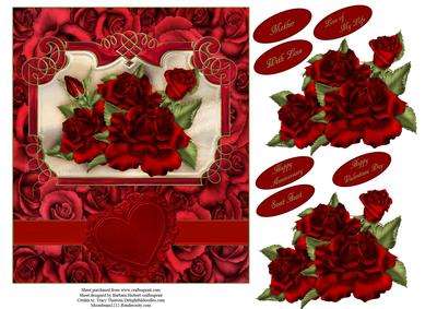 Red Roses for Love Topper with Decoupage