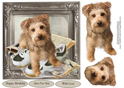 New Puppy Chew Topper with Decoupage