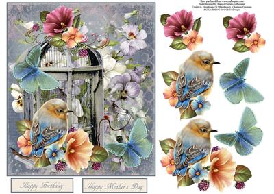 Aura Spring Birdcage Topper with Decoupage