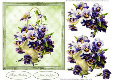 Flower Basket Card Topper with Decoupage