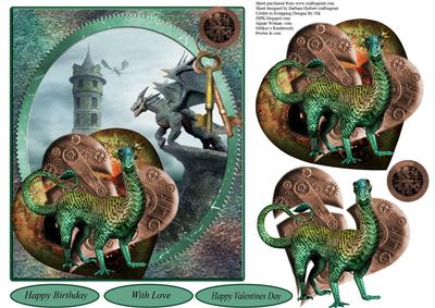 Heart Dragon Steampunk Topper with Decoupage