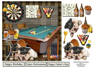 Man Cave Pool Party Topper with Decoupage