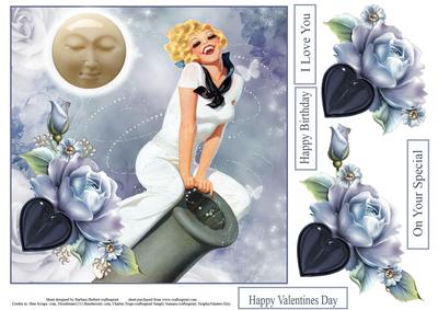I Love You to the Moon Topper with Decoupage