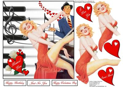 Love of Music Pinup Topper with Decoupage