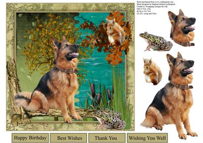 Curious German Shepard Dog Topper with Decoupage