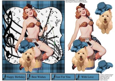Musical Bag Pipes Pinup Topper with Decoupage