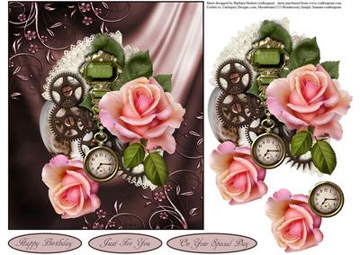 Timeless Rose Steampunk Topper with Decoupage