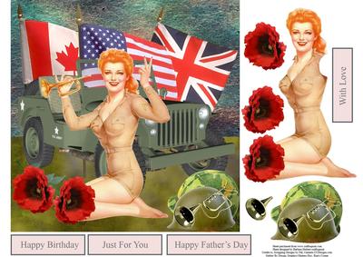 Military Pinup Topper with Decoupage