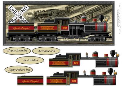 Train 4 x 10 Long Topper with Decoupage