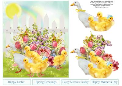 Mamma Duck and Babies Topper with Decoupage