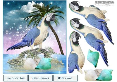 Tropical Isle Parrot Topper with Decoupage