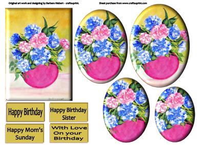 Pink and Blue Carnation in Pink Vase Pyramids