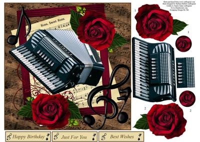 Accordian Vintage Music Topper with Decoupage