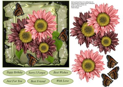Sorbet Sunflowers Card Topper with Decoupage