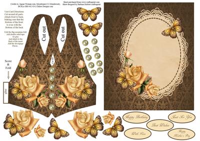 Fancy Vest Card Set with Decoupage