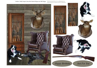 Hunting Room Card Topper with Decoupage