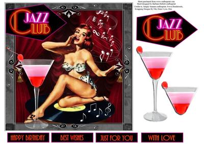 Jazz Club Pinup Topper with Decoupage