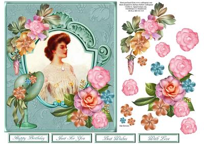 Lady Camellia Portrait with Decoupage