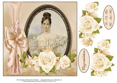 Portrait of a Bride Topper with Decoupage