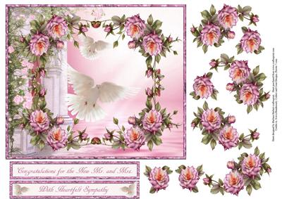 Doves Rose Garden Topper with Decoupage