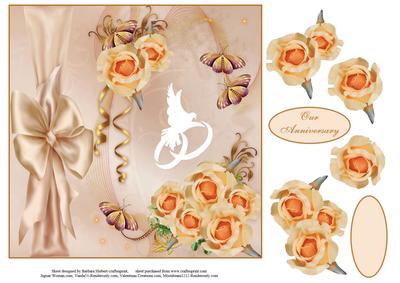 Anniversary Rose Card Topper with Decoupage