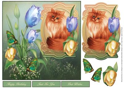 Spring Portrait of Clarssa Cat Topper with Decoupage