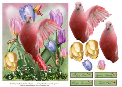 Spring Colors Card Topper with Decoupage