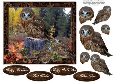 Scenic Fall Owls Topper with Decoupage