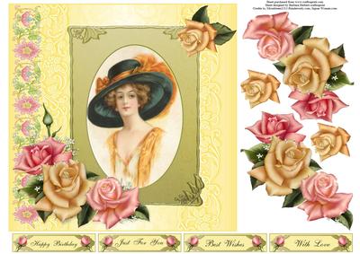 Ladies in Hats Four Topper with Decoupage