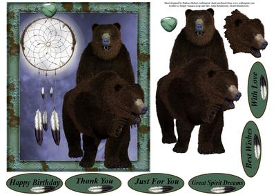 Grizzly's in the Moonlight Topper with Decoupage
