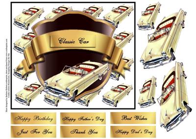 Classic Car Convertible with Decoupage