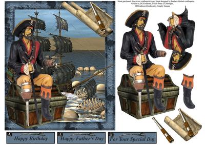 Hook Sea Pirate Topper with Decoupage