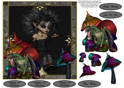 Magic Mushroom Fairy & Dragons Topper